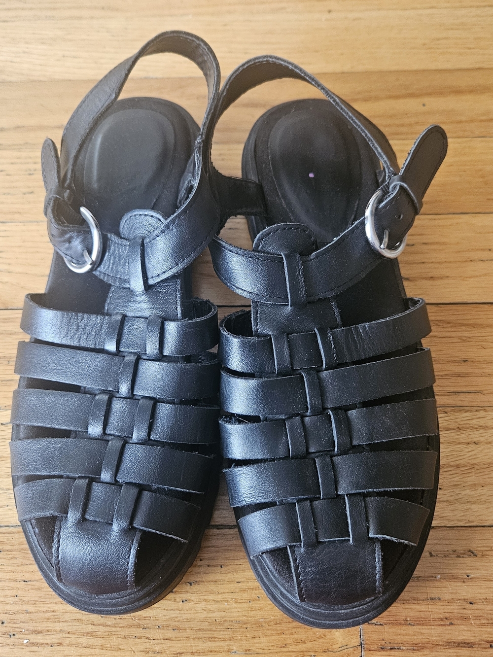 Bella Vita Black Woven Leather Fisherman Sandals